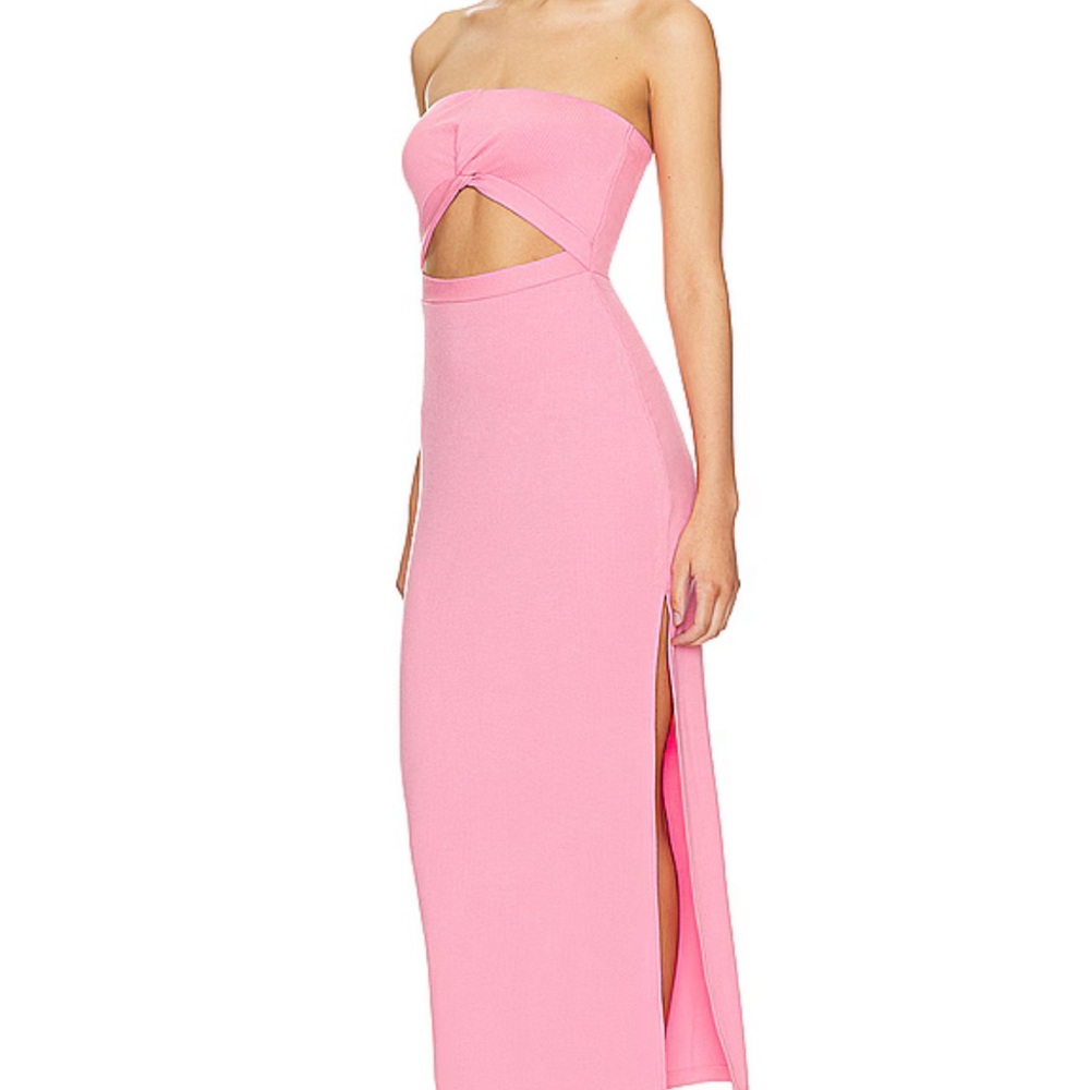 L*Space Pink Strapless Bodycon Dress with Asymmetrical Slit